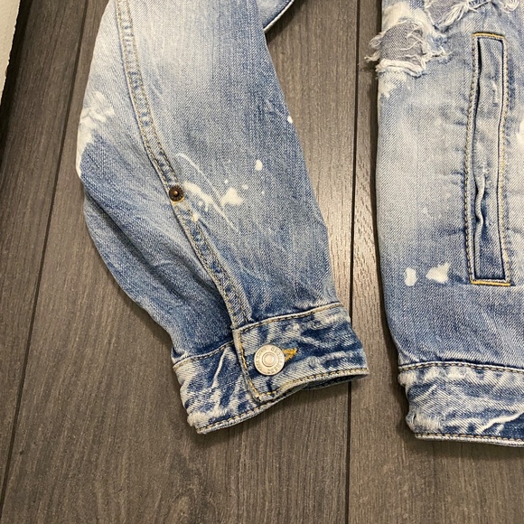 Dsquared2 Dan Distressed White Paint Wash Jean Jacket Size L - Picture 7 of 11